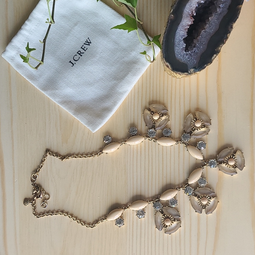 J Crew Rhinestone Metal Necklace with J Crew Bag
